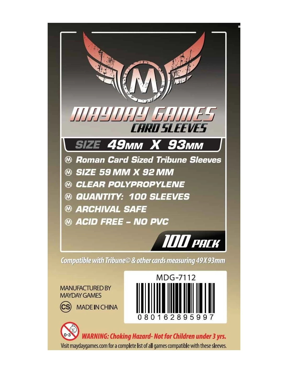 Mayday: 49mm X 93mm: Roman Card Sized Tribune Sleeves (100 Stuks) 3 Mayday: 49mm X 93mm: Roman Card Sized Tribune Sleeves (100 Stuks)