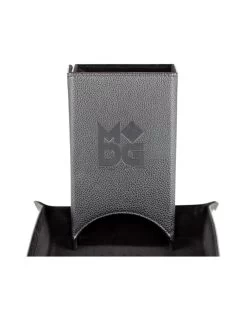 Fold Up Leather Dice Tower Black