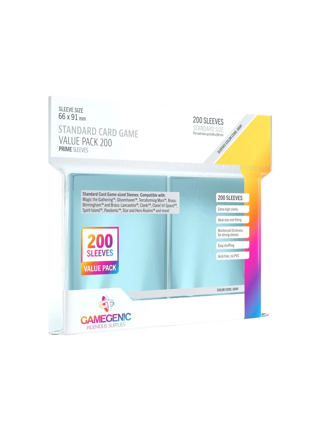 Gamegenic SLEEVES Value Pack Standard 66mm X 91mm (200) 3 Gamegenic SLEEVES Value Pack Standard 66mm X 91mm (200)